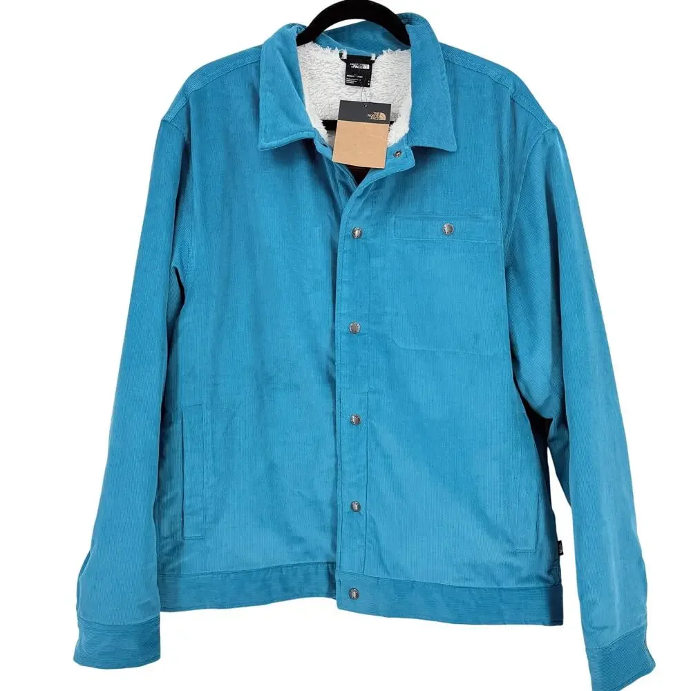The North Face Junction Corduroy Fleece Lined Jacket Shacket Mens Sz L Blue